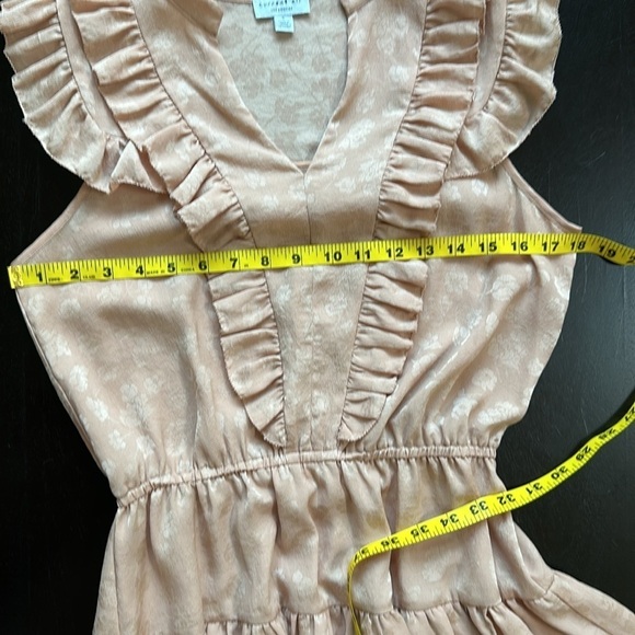 Ruffle tie waist poet style v neck midi length dress SZ S - Picture 4 of 9